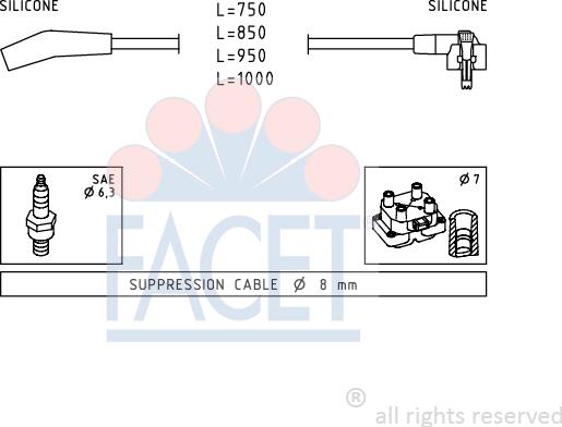 FACET 4.9639 - Alovlanma kabeli dəsti furqanavto.az