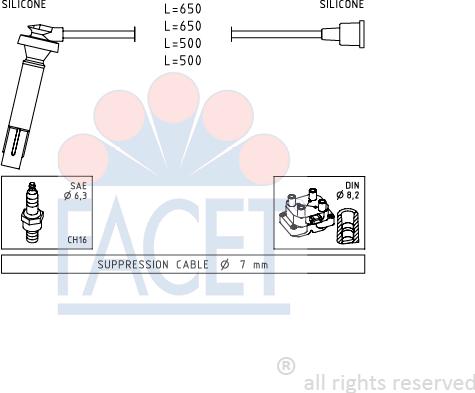 FACET 4.9819 - Alovlanma kabeli dəsti furqanavto.az