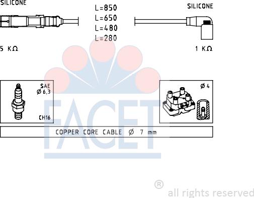 FACET 4.7223 - Alovlanma kabeli dəsti furqanavto.az