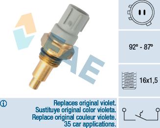 FAE 36390 - Temperatur açarı, radiator/kondisioner ventilyatoru furqanavto.az