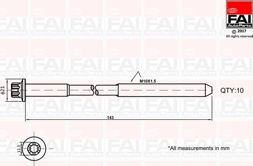 FAI AutoParts B489 - Bolt dəsti, silindr başlığı furqanavto.az