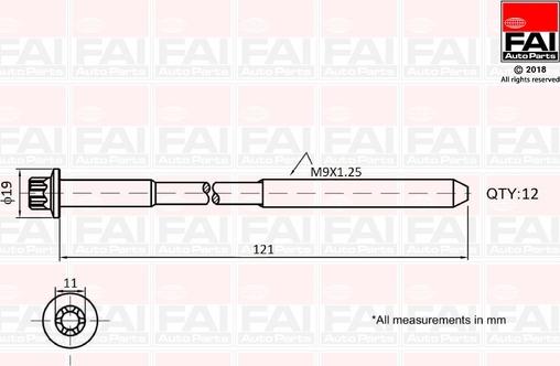 FAI AutoParts B1630 - Bolt dəsti, silindr başlığı furqanavto.az