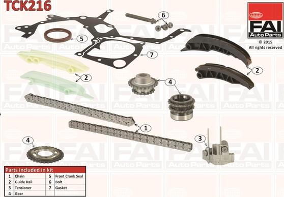 FAI AutoParts TCK216 - Vaxt zəncirinin dəsti furqanavto.az