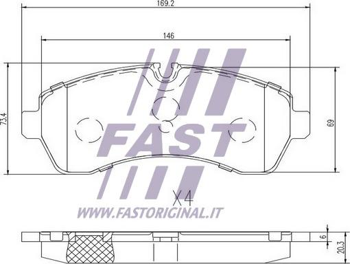 Fast FT29022 - Əyləc altlığı dəsti, əyləc diski furqanavto.az