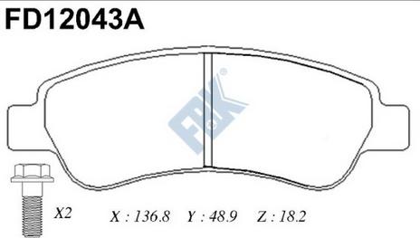 FBK FD12043A - Əyləc altlığı dəsti, əyləc diski furqanavto.az