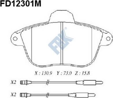 FBK FD12301M - Əyləc altlığı dəsti, əyləc diski furqanavto.az