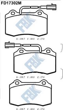 FBK FD17302M - Əyləc altlığı dəsti, əyləc diski furqanavto.az
