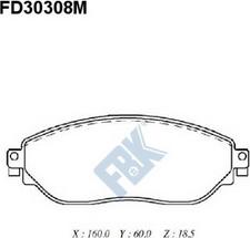 FBK FD30308M - Əyləc altlığı dəsti, əyləc diski furqanavto.az