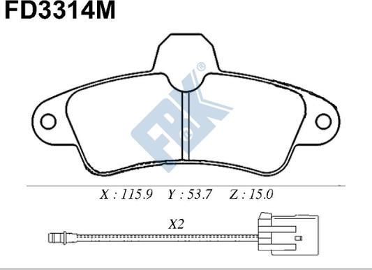 FBK FD3314M - Əyləc altlığı dəsti, əyləc diski furqanavto.az