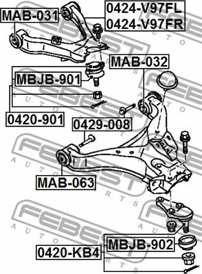 Febest MAB-032 - Nəzarət Kolu / Arxa Qol furqanavto.az