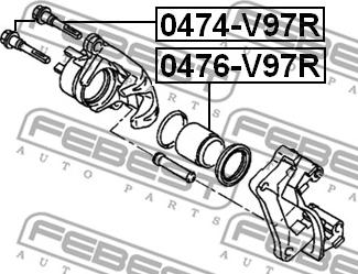 Febest 0474-V97R - Bələdçi Bolt, əyləc kaliperi furqanavto.az