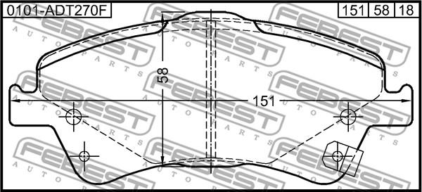 Febest 0101-ADT270F - Əyləc altlığı dəsti, əyləc diski furqanavto.az