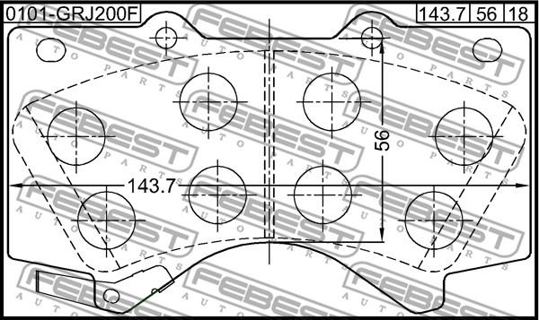 Febest 0101-GRJ200F - Əyləc altlığı dəsti, əyləc diski furqanavto.az