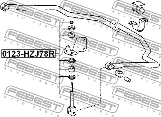 Febest 0123-HZJ78R - Çubuq / Strut, stabilizator furqanavto.az