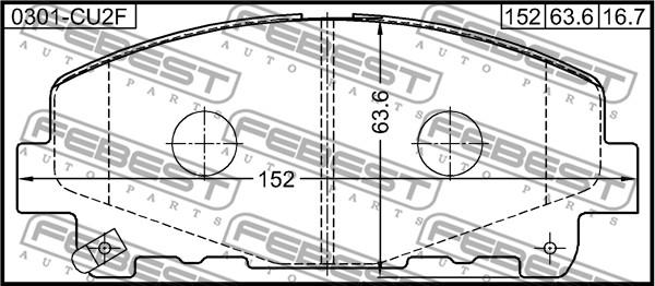 Febest 0301-CU2F - Əyləc altlığı dəsti, əyləc diski furqanavto.az