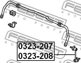 Febest 0323-208 - Çubuq / Strut, stabilizator furqanavto.az