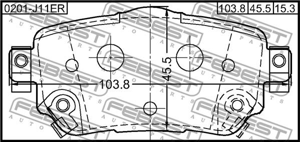 Febest 0201-J11ER - Əyləc altlığı dəsti, əyləc diski furqanavto.az