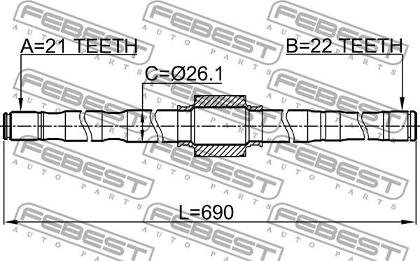 Febest 0212-E11RH - Sürücü mili furqanavto.az