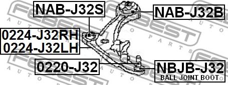 Febest 0224-J32LH - Yolun idarəedici qolu furqanavto.az