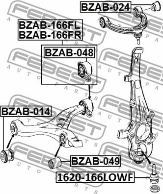 Febest BZAB-166FR - Nəzarət Kolu / Arxa Qol furqanavto.az