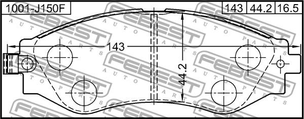 Febest 1001-J150F - Əyləc altlığı dəsti, əyləc diski furqanavto.az