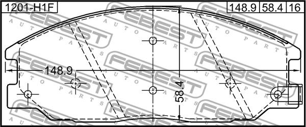 Febest 1201-H1F - Əyləc altlığı dəsti, əyləc diski furqanavto.az