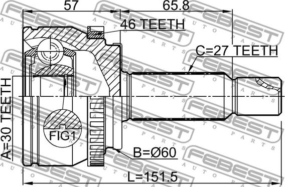 Febest 1210-SD11A46 - Birləşmə dəsti, ötürücü val furqanavto.az