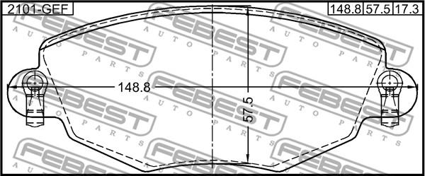 Febest 2101-GEF - Əyləc altlığı dəsti, əyləc diski furqanavto.az