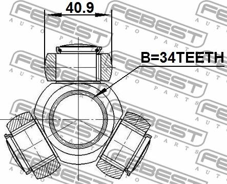 Febest 2116-GE34 - Tripod Qovşağı, ötürücü mil furqanavto.az