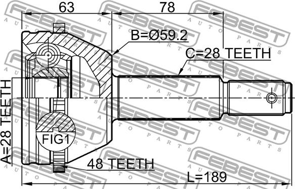 Febest 2110-TT985A48 - Birləşmə dəsti, ötürücü val furqanavto.az