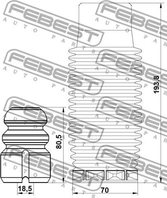 Febest PGSHB-206F-KIT - Toz örtüyü dəsti, amortizator furqanavto.az