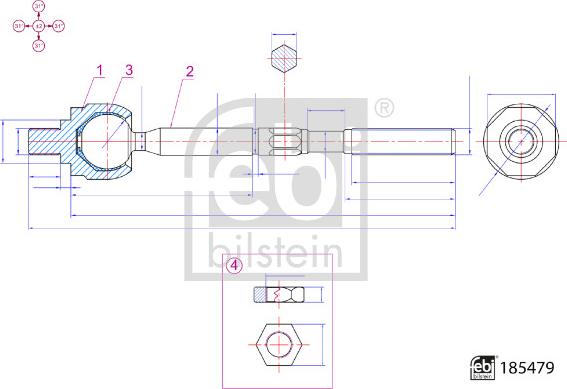 Febi Bilstein 185479 - Daxili Bağlama Çubuğu, Ox Birləşməsi furqanavto.az