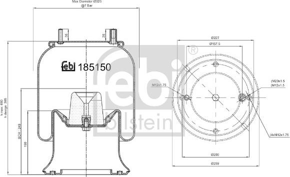 Febi Bilstein 185150 - Körük, pnevmatik asqı furqanavto.az