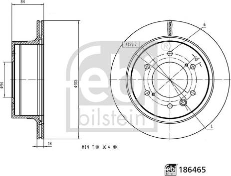 Febi Bilstein 186465 - Əyləc Diski furqanavto.az