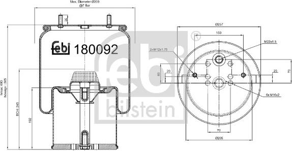 Febi Bilstein 180092 - Körük, pnevmatik asqı furqanavto.az