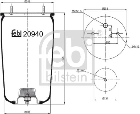 Febi Bilstein 20940 - Körük, pnevmatik asqı furqanavto.az