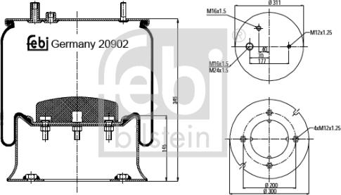 Febi Bilstein 20902 - Körük, pnevmatik asqı furqanavto.az