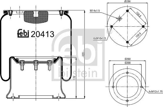 Febi Bilstein 20413 - Körük, pnevmatik asqı furqanavto.az