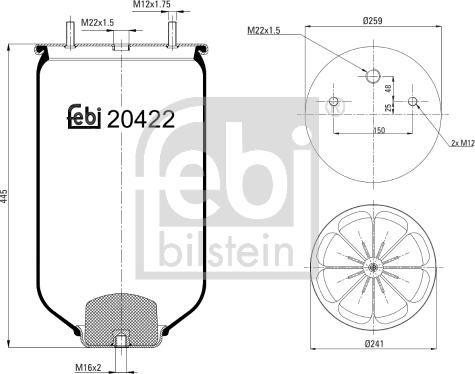 Febi Bilstein 20422 - Körük, pnevmatik asqı furqanavto.az