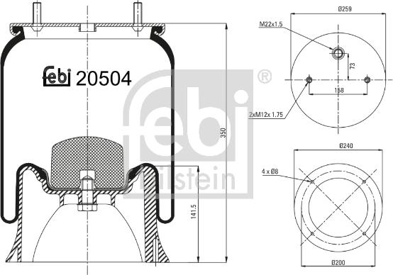 Febi Bilstein 20504 - Körük, pnevmatik asqı furqanavto.az