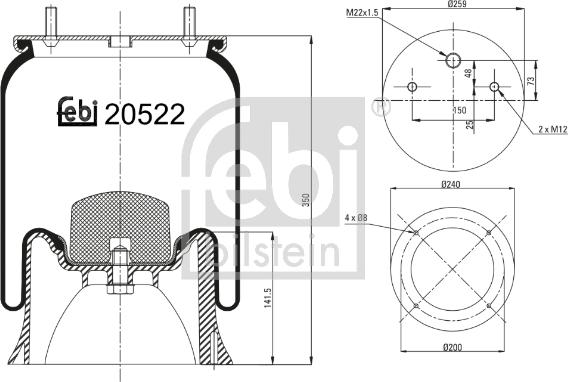 Febi Bilstein 20522 - Körük, pnevmatik asqı furqanavto.az