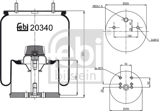 Febi Bilstein 20340 - Körük, pnevmatik asqı furqanavto.az