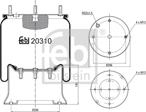 Febi Bilstein 20310 - Körük, pnevmatik asqı www.furqanavto.az