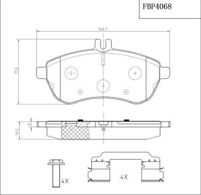 FI.BA FBP4068 - Əyləc altlığı dəsti, əyləc diski furqanavto.az