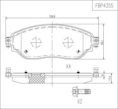 FI.BA FBP4355 - Əyləc altlığı dəsti, əyləc diski furqanavto.az