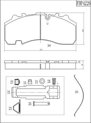 WABCO 340 901 072.2 - Əyləc altlığı dəsti, əyləc diski furqanavto.az