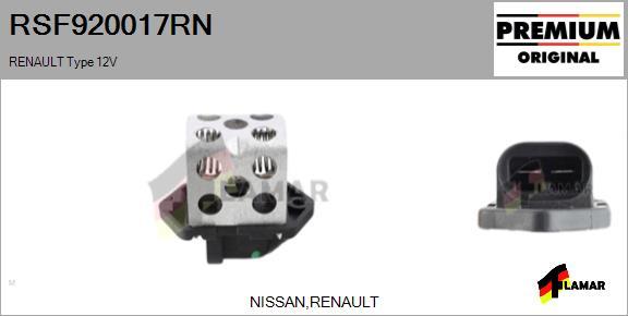 FLAMAR RSF920017RN - Ön rezistor, elektromotor radiator fanatı furqanavto.az