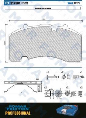 FOMAR Friction FO 917581 - Əyləc altlığı dəsti, əyləc diski furqanavto.az