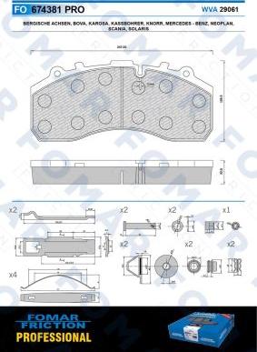 FOMAR Friction FO 674381 - Əyləc altlığı dəsti, əyləc diski furqanavto.az