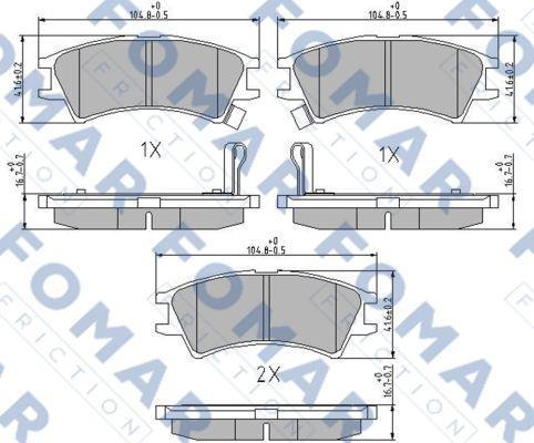 FOMAR Friction FO 673681 - Əyləc altlığı dəsti, əyləc diski furqanavto.az